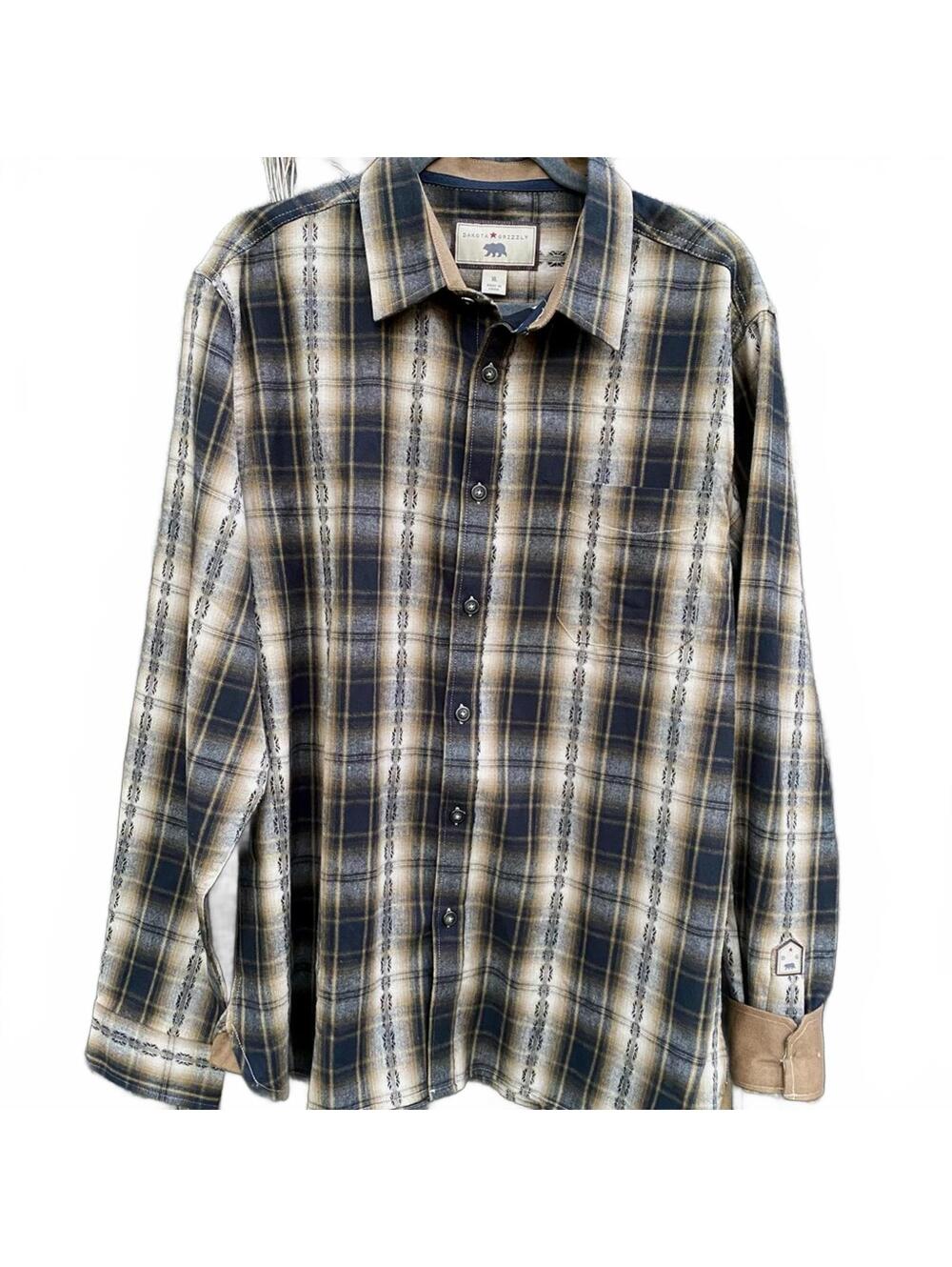 Dakota Grizzly Western Style Plaid Flannel New Button Up Shirt Size XL